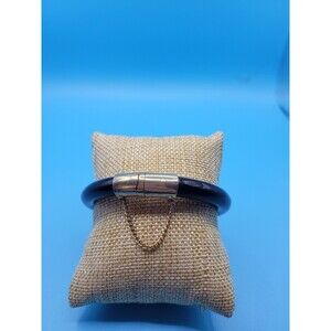 Vintage Gold Plated Black Stone/Glass Hinge Bracelet